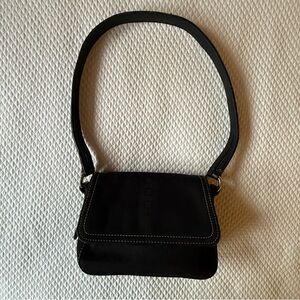 Nine West Black Fabric Mini Handbag with Red Lining Accent